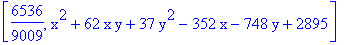 [6536/9009, x^2+62*x*y+37*y^2-352*x-748*y+2895]